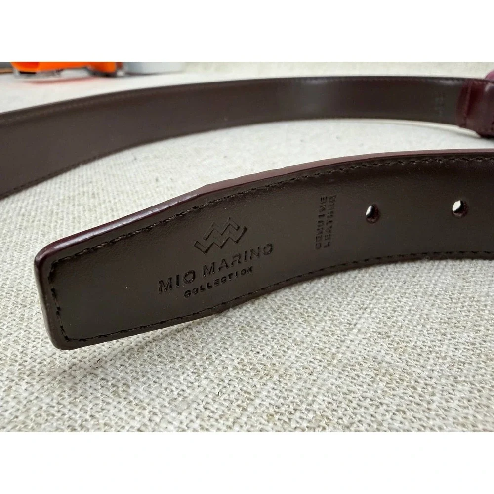 Mio Marino Burgundy Genuine Leather Belt‎ Mens Size 38 Gunmetal Buckle Excellent